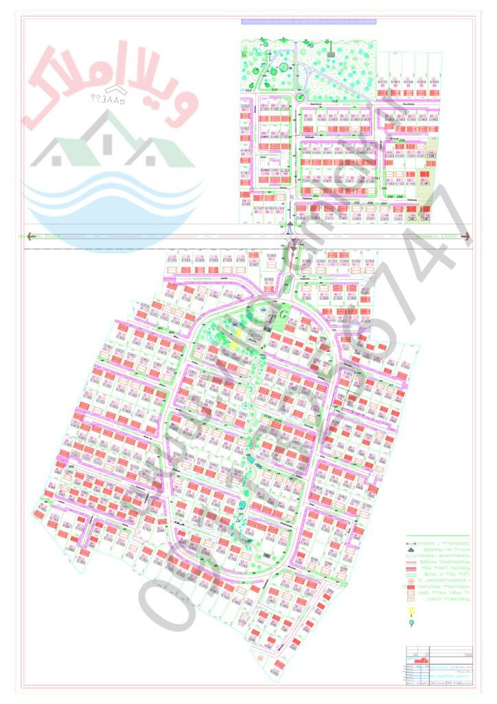 نقشه جانمایی پلاک های شهرک فردوس بخش های شمالی و جنوبی